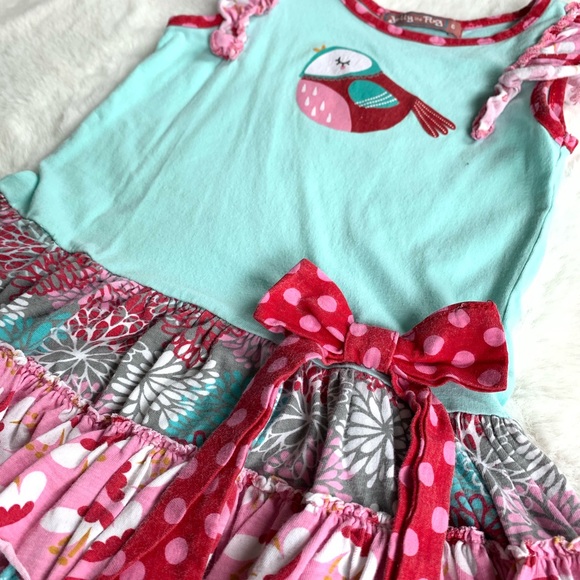 Jelly the Pug Teal Pink Ruffle Dress Size 5 - Picture 3 of 4